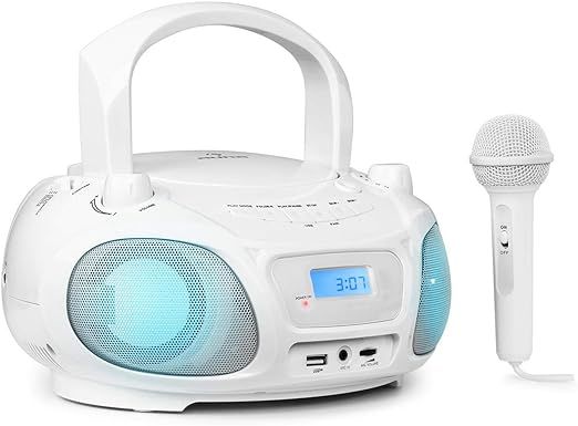 AUNA Roadie Sing - CD Radio, Portable Karaoke, Stereo System, Boombox, CD Player, USB Port, MP3, ... | Amazon (US)