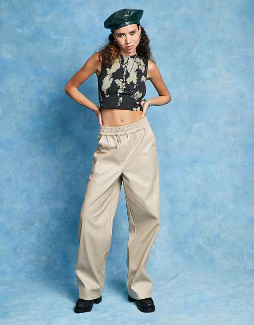 COLLUSION PU wide leg pants with boxer waistband | ASOS (Global)