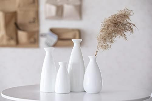 Mixbird White Glass Vase Set of 4, White Vases for Flowers,Vases for Table Shelf Home Decor,White... | Amazon (US)