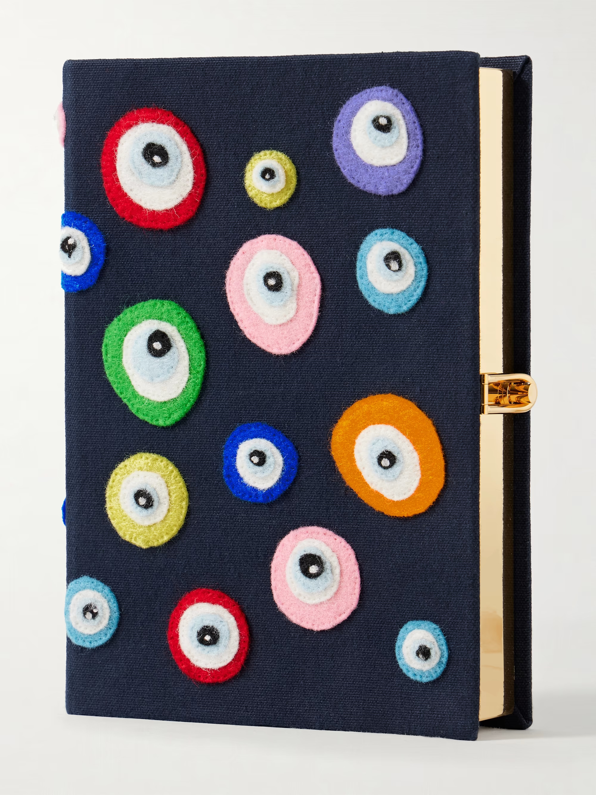 + Nina Darzi Watchful Gaze embroidered appliquéd canvas clutch | NET-A-PORTER (UK & EU)