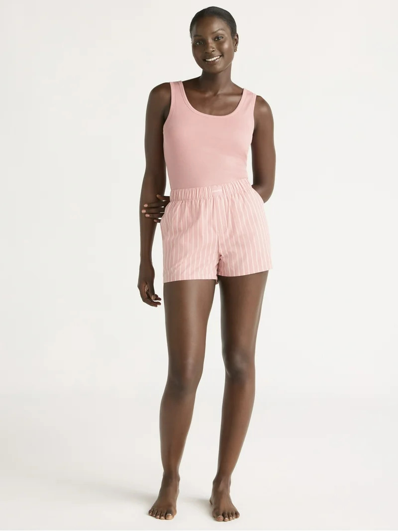 Joyspun Women's Poplin Pajama Boxer Shorts, 3'' Inseam, Sizes XS-3X | Walmart (US)