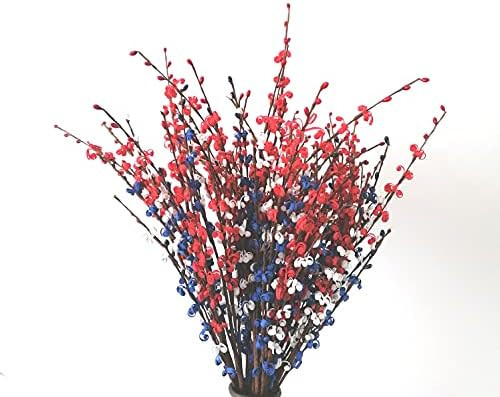 10 PCS Artificial Flower Stems,Patriotic Flower Picks Red White Blue Faux Flowers for 4th of July... | Amazon (US)