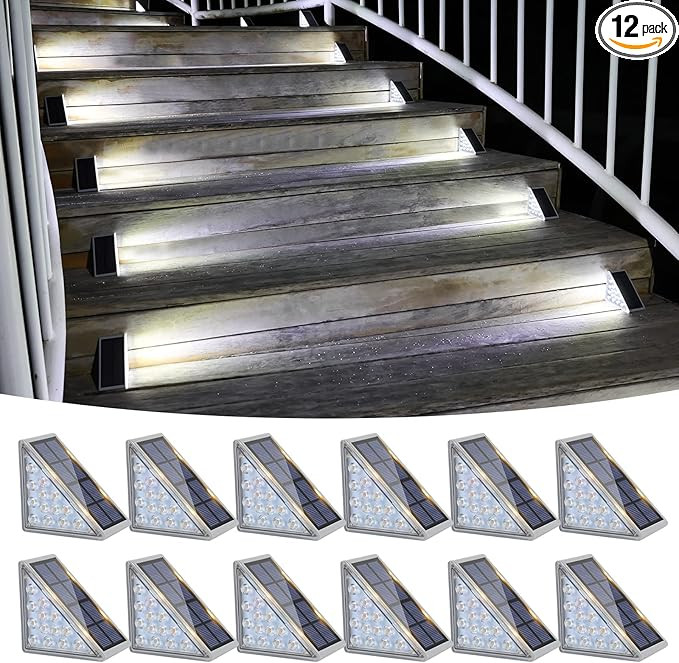 VOLISUN Solar Stair Lights 12 Pack, Solar Step Lights Waterproof IP67, Outdoor Step Light with 13... | Amazon (US)