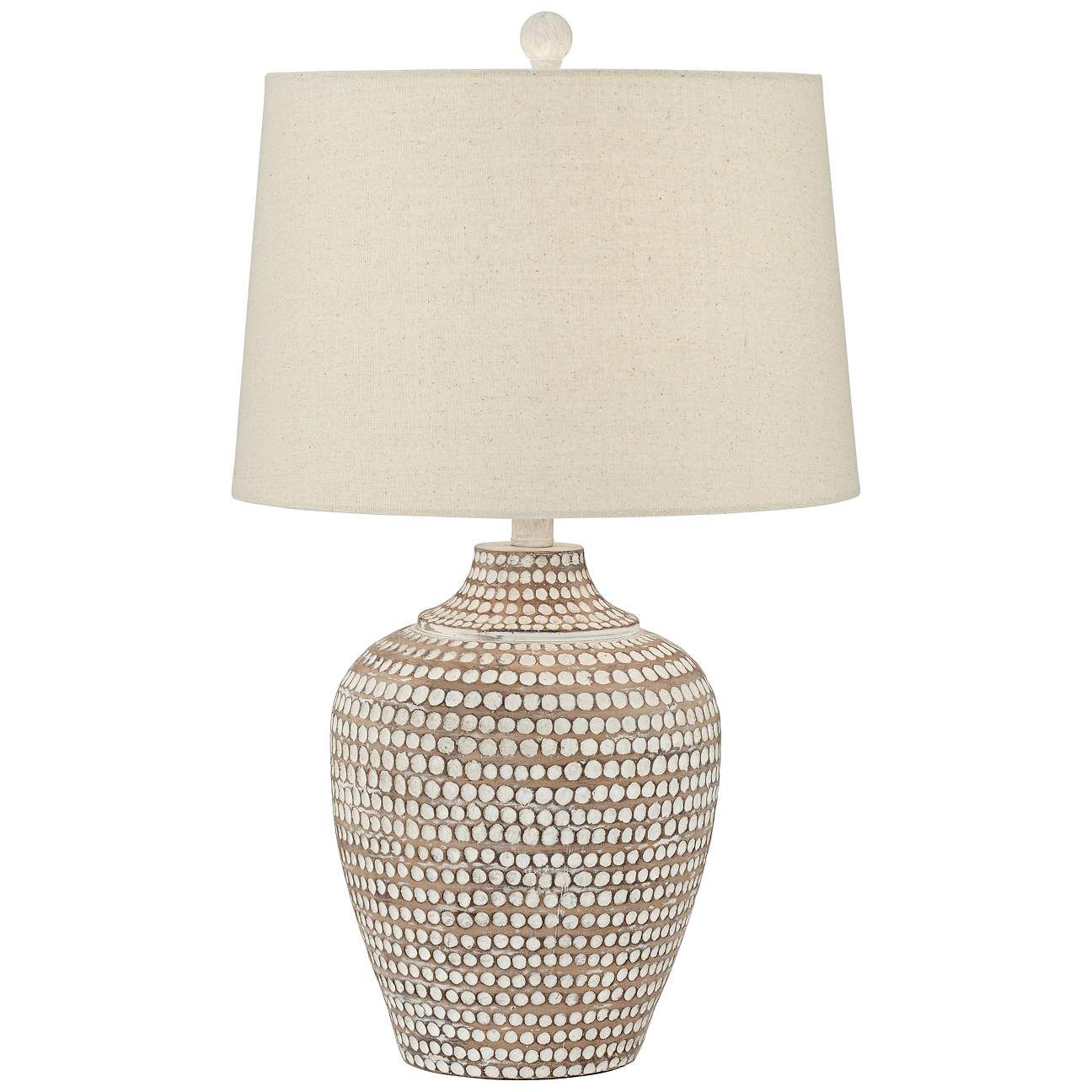 Alese Neutral Earth Finish Textured Dot Jug Table Lamp | Lamps Plus