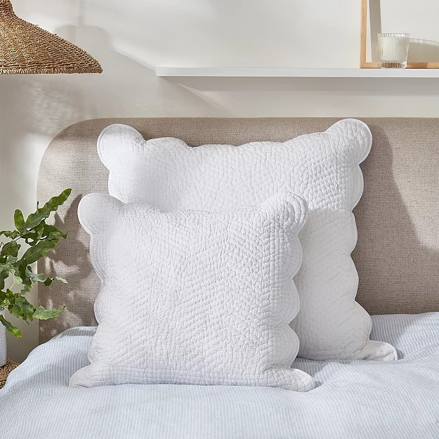 Milfield Scallop Edge Cushion Cover | Milfield Scallop Quilt & Cushion Cover | Bed Cover Collecti... | The White Company (UK)