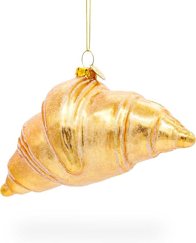 Flaky Butter Croissant Blown Glass Christmas Ornament | Amazon (US)