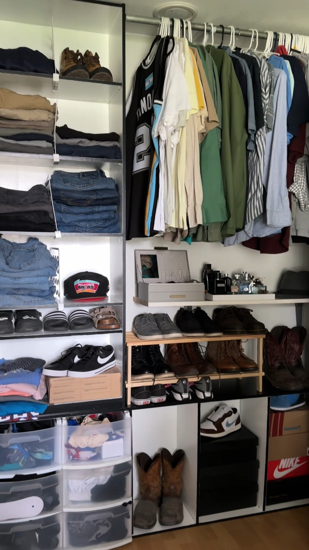 Experimentingwithdecor revamped her husband’s builder grade closet into a more functional closet. She used bookshelves and other accessories to get a personalized closet. 

#LTKVideo #LTKHome #LTKxWalmart