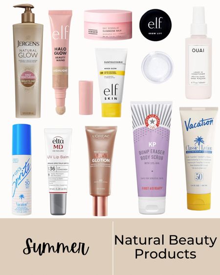 Summer beauty products, natural beauty products, summer glow, body scrub, sunscreen, self tanner, hair care, lip care, detangler, leave in conditioner, eyebrow gel, affordable cosmetics, highlighter, summer beauty finds 

#LTKSeasonal #LTKfindsunder50 #LTKbeauty