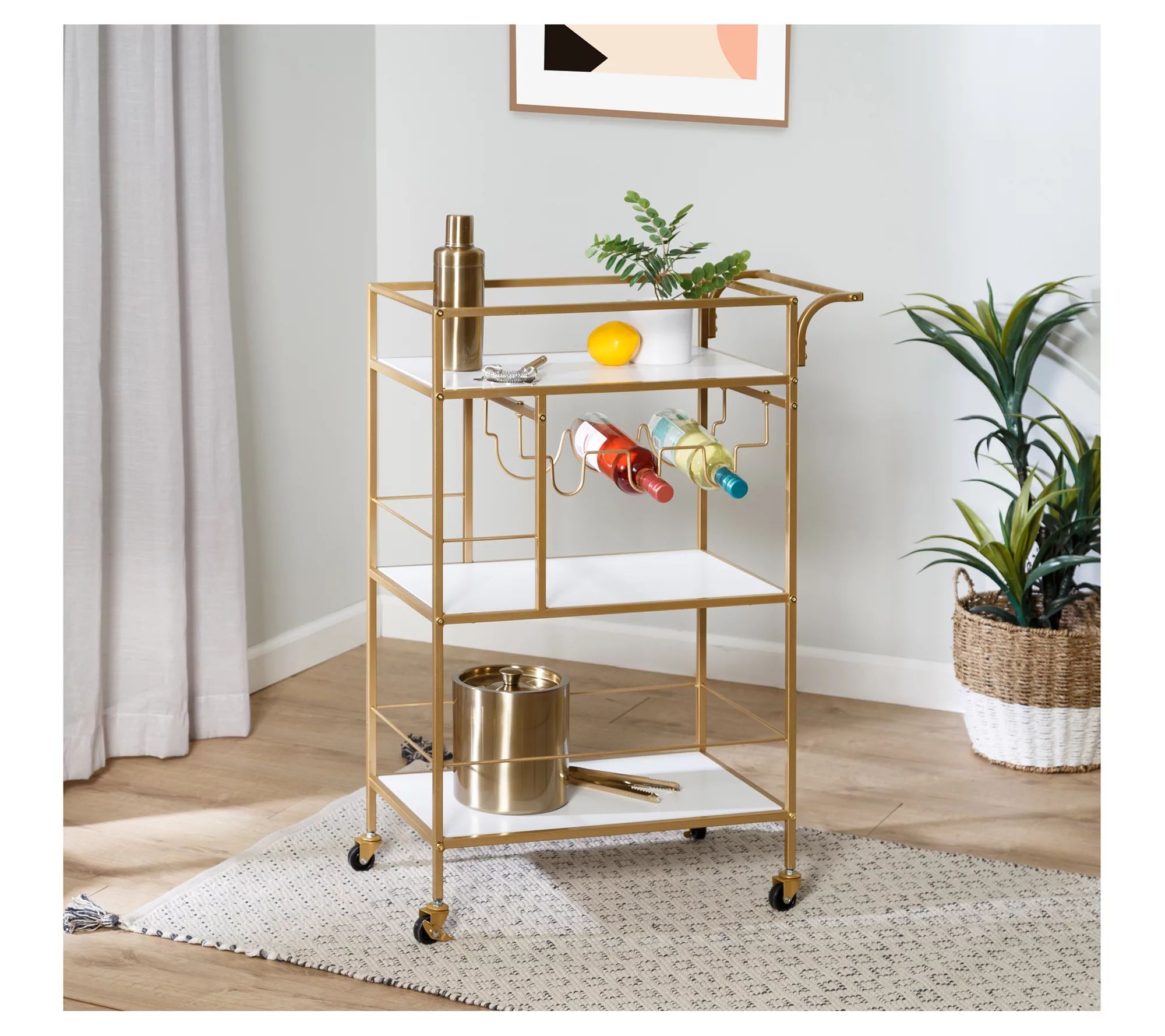 Honey-Can-Do 3-Tier Rolling Bar & Serving Cart With Handles | QVC