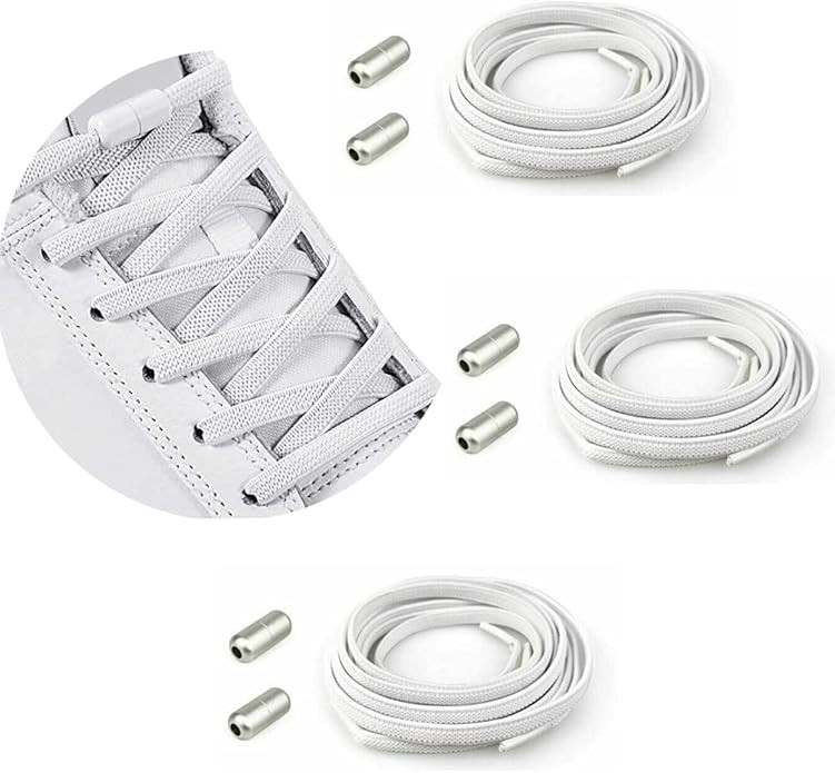 No Tie Elastic Shoelaces - Flat Stretch Shoe Laces with Metal Buckles, Elastic Shoelaces Replacem... | Amazon (UK)