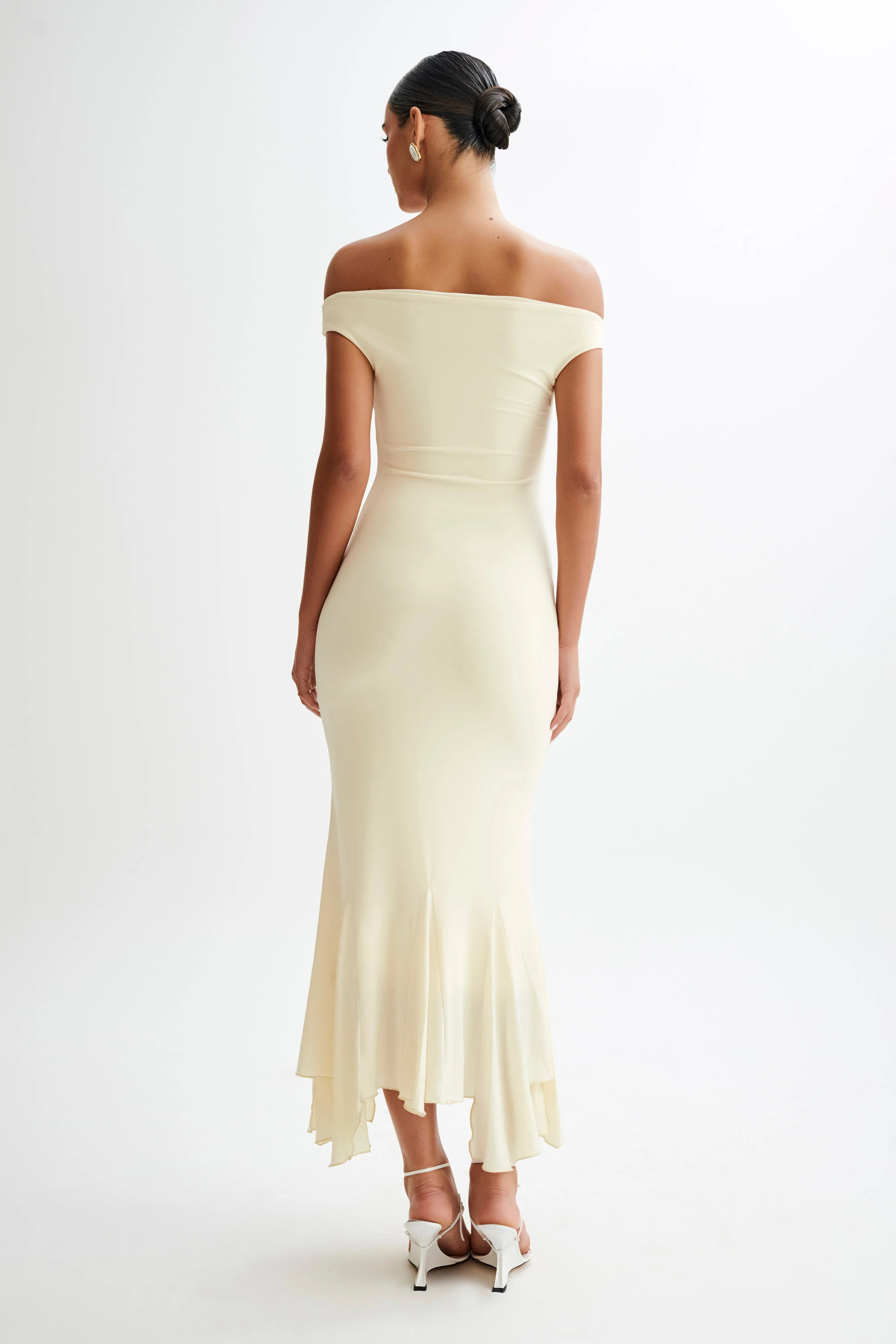Analina Slinky Handkerchief Midi Dress - Lemon Sherbet | MESHKI US