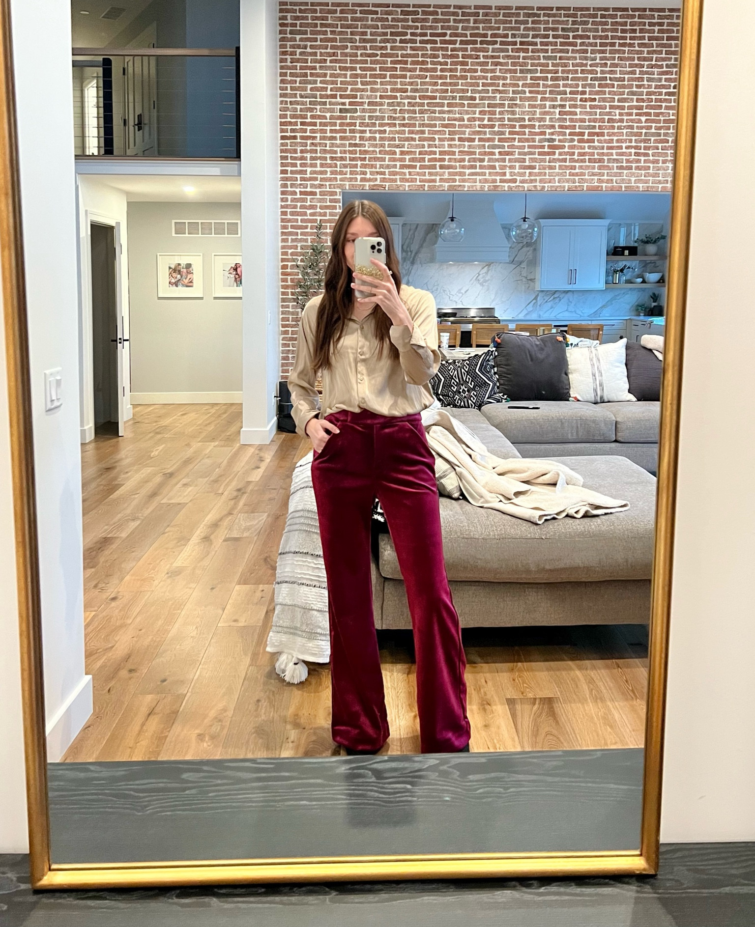 Pink velvet pants from Express, regular length, also available in green  Satin shirt  from Old navy, available in multiple colors. 

#LTKstyletip #LTKfit #LTKFind