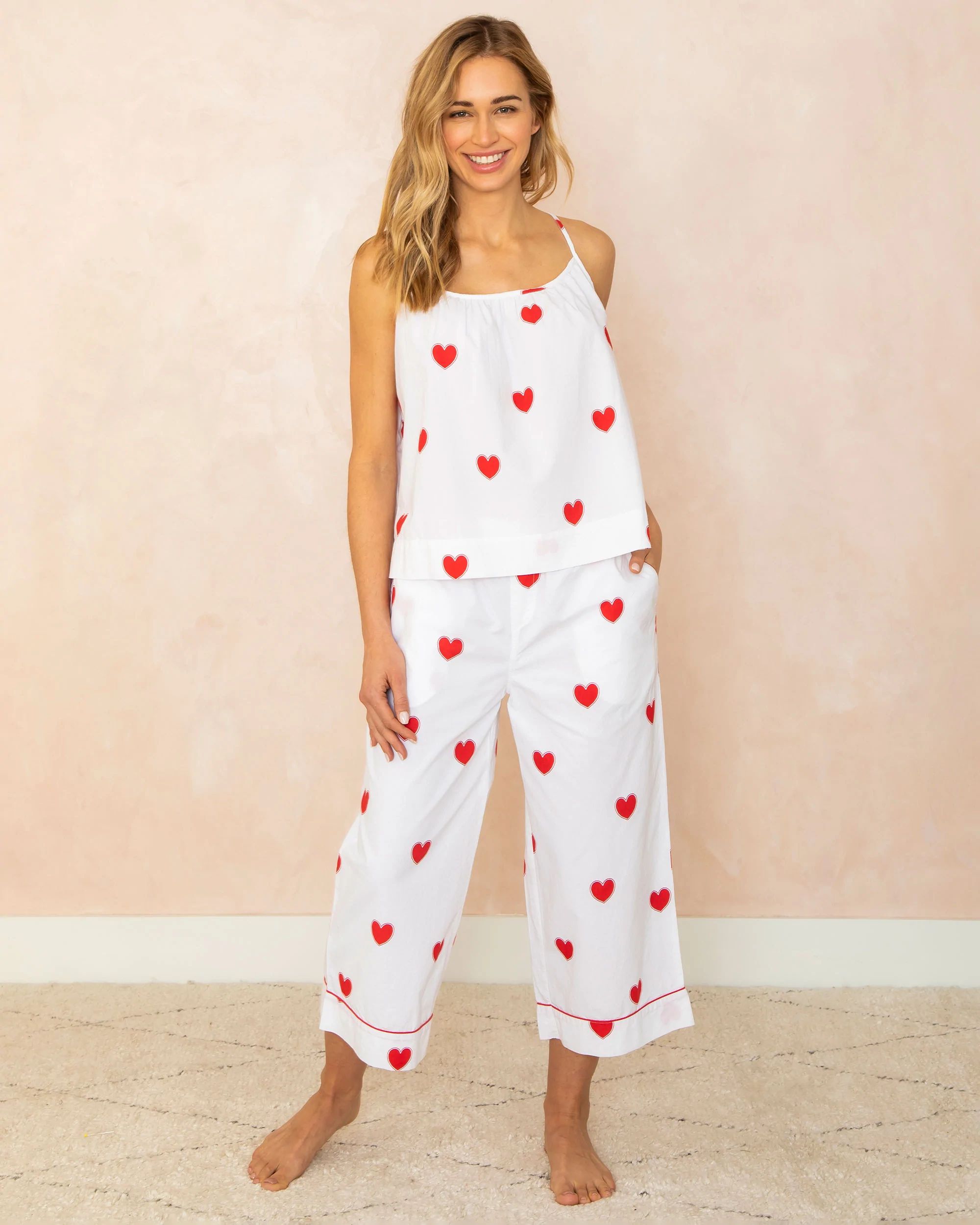 Queen of Hearts - Cami Cropped Pants Set - Ruby Cloud | Printfresh