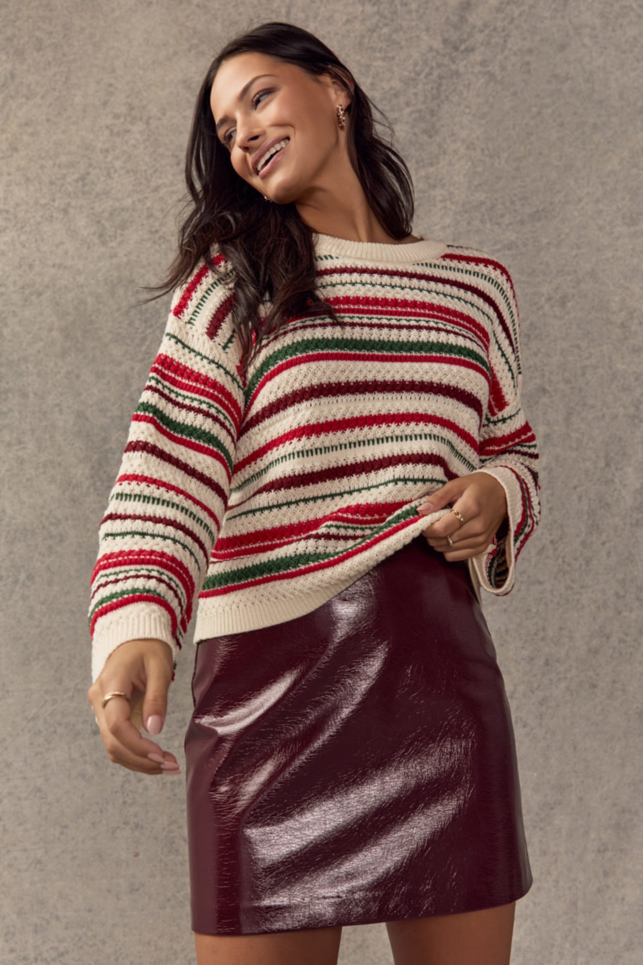 Clare Striped Pointelle Pullover Sweater | Francesca's