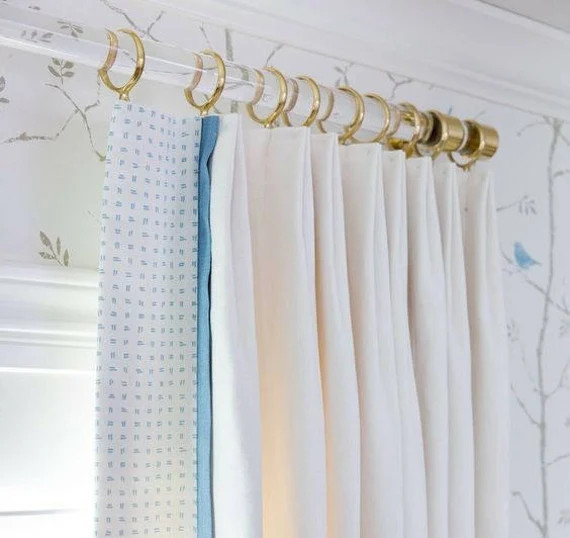 Lucite Curtain Rod (polished brass, satin brass or nickel) - 1.37 " DIA  Lucite Curtain Rod -  Dr... | Etsy (US)