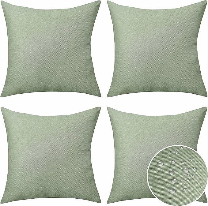 Home Brilliant Outdoor Pillows Covers 16 x 16 Waterproof Sage Spring Pillow Covers for Patio Gard... | Amazon (US)