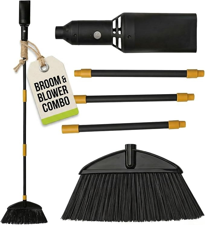 Outdoor Broom and Cordless Leaf Blower Combo, Mini Leaf Blower with Collapsible Broom Handle, Air... | Amazon (US)