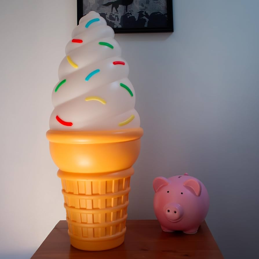 25-Inch Lighted Giant Ice Cream Cone Novelty Light – Retro Dessert Decor with Fun LED Lights fo... | Amazon (US)