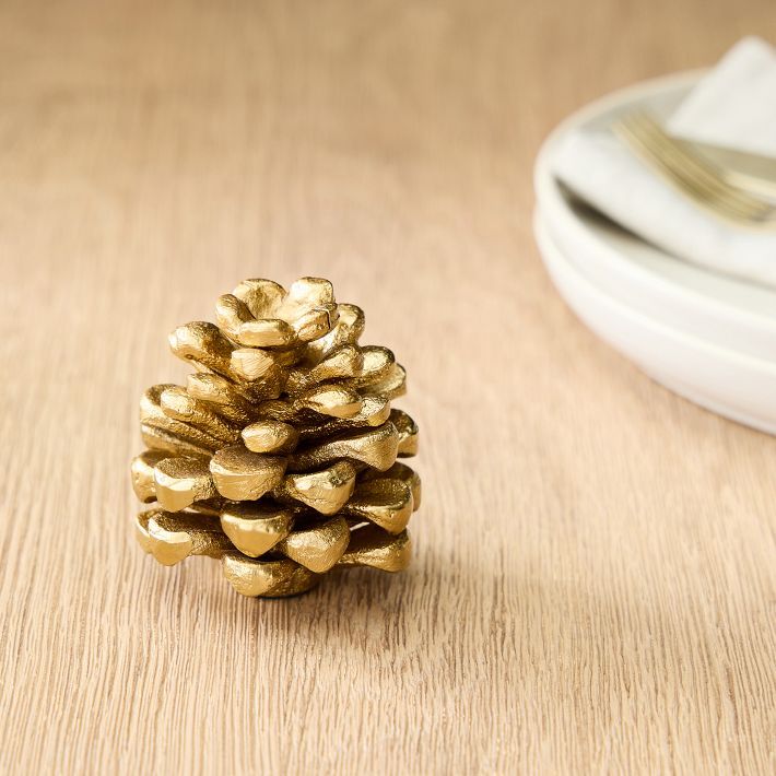 Forest Shine Metal Pinecone Placecard Holders | West Elm (US)