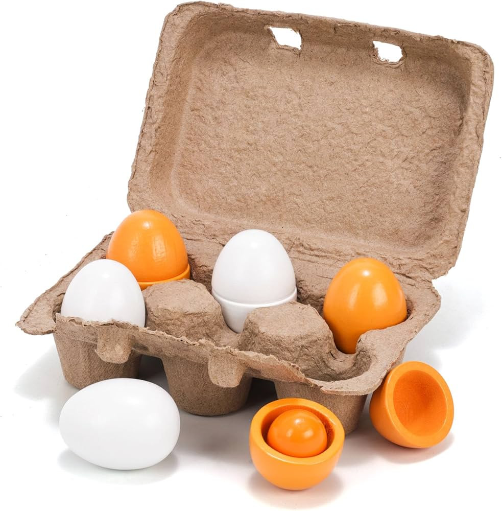 HANSGO Wooden Easter Eggs, 6PCS Pretend Play Food Play Kitchen for Kids Early Development Learnin... | Amazon (US)