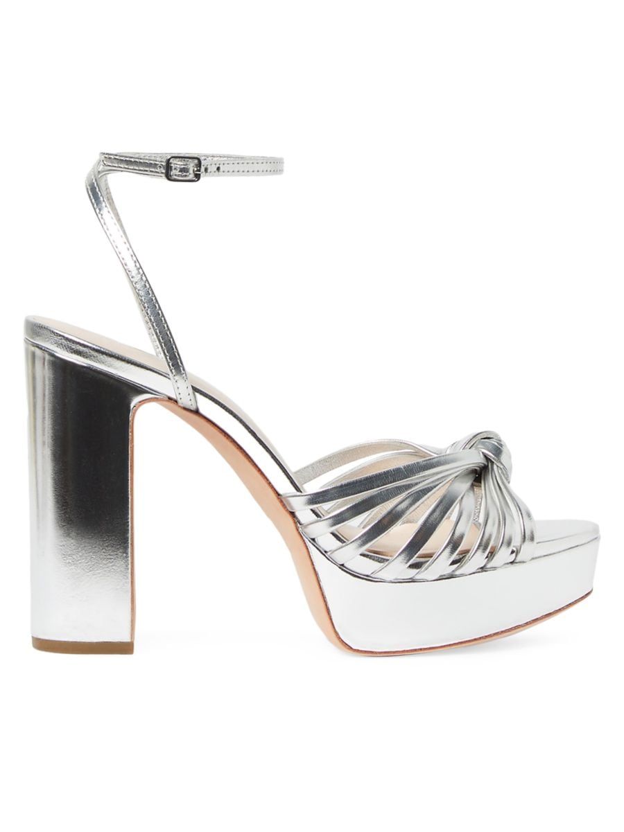Shop Loeffler Randall Rivka 125MM Metallic Leather Platform Sandals | Saks Fifth Avenue | Saks Fifth Avenue
