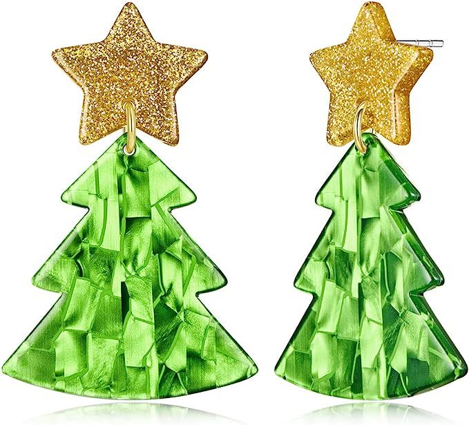 Christmas Earrings for Women Holiday Earrings Jingle Bell Bow Tree Snowflake Stars Earrings Drop ... | Amazon (US)