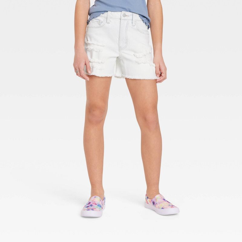 Girls' High-Rise Midi Jean Shorts - art class™ | Target