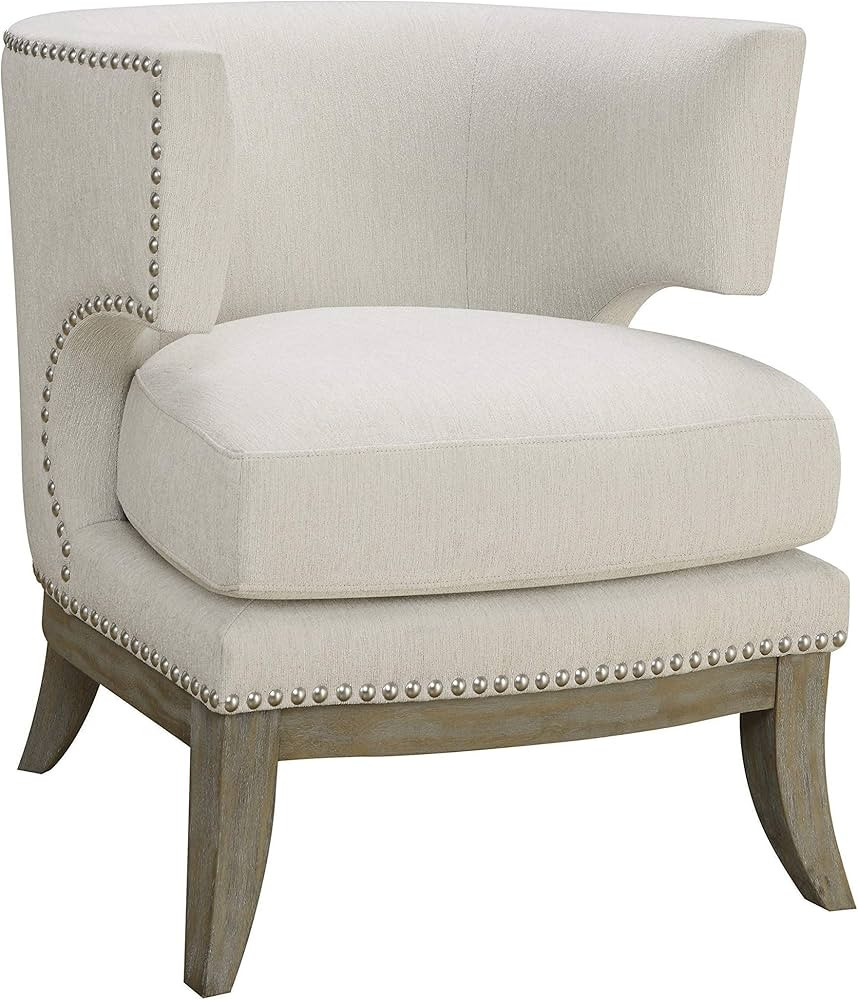 Coaster Furniture Accent Chair with Barrel Back White and Weathered Grey 902559 | Amazon (US)