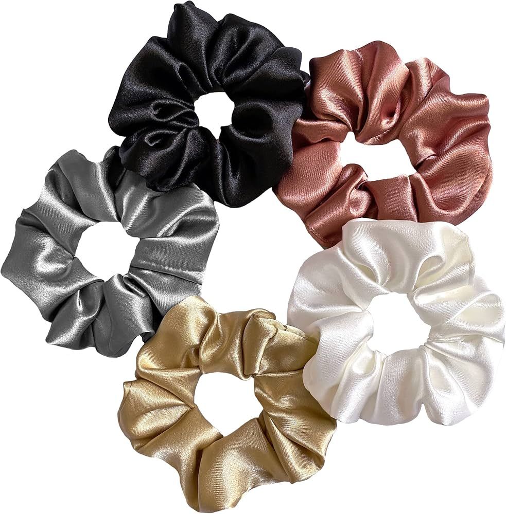 SILVR BEAR Luxury Satin Hair Scrunchies for Women, Vegan Softer than Silk Hair Ties, Scrunchies f... | Amazon (US)