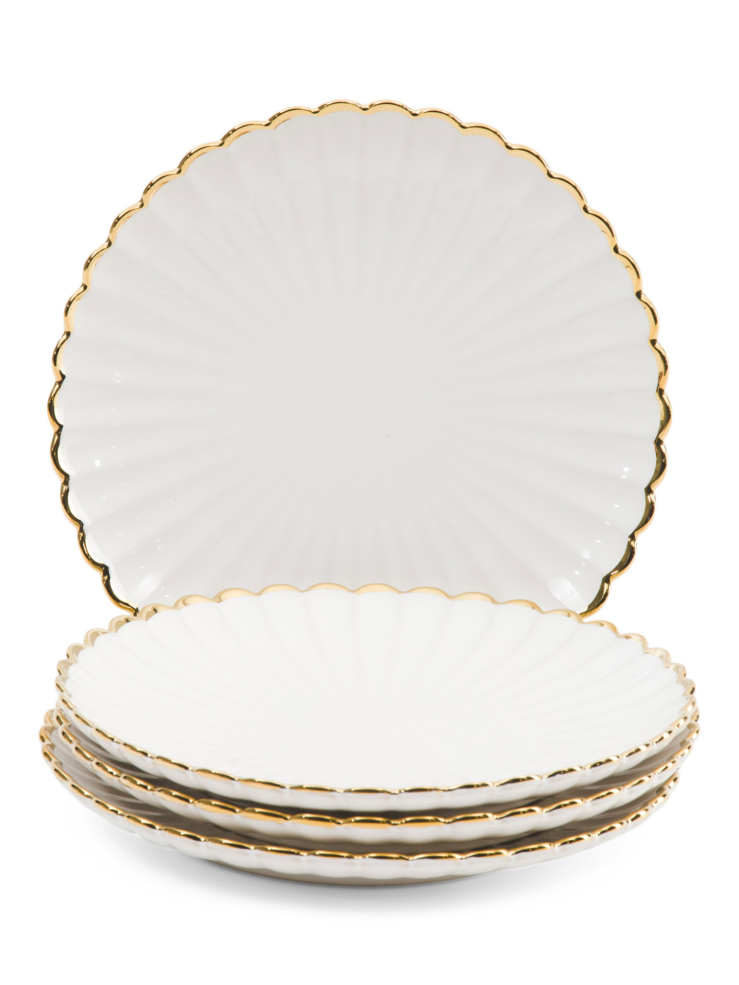 Set Of 4 Glazed Scallop Salad Plates | TJ Maxx