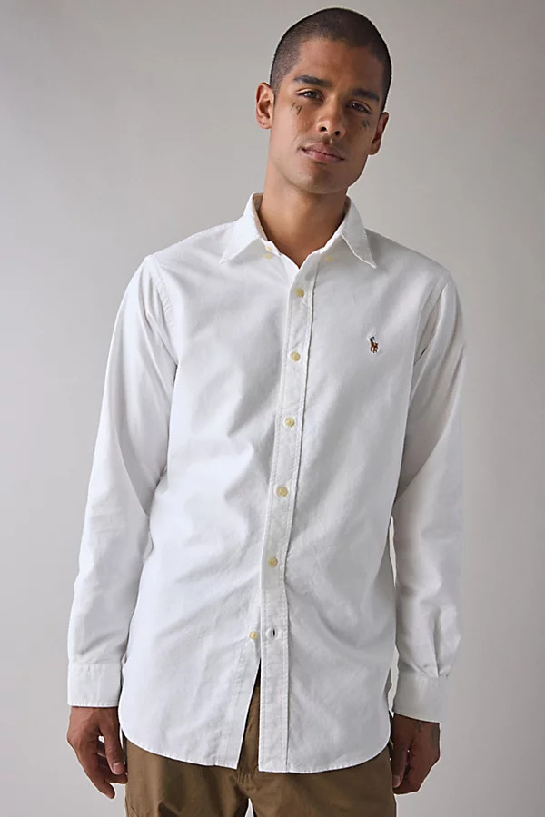 Polo Ralph Lauren Classic Oxford Shirt Top in White, Men's at Urban Outfitters | Urban Outfitters (US and RoW)