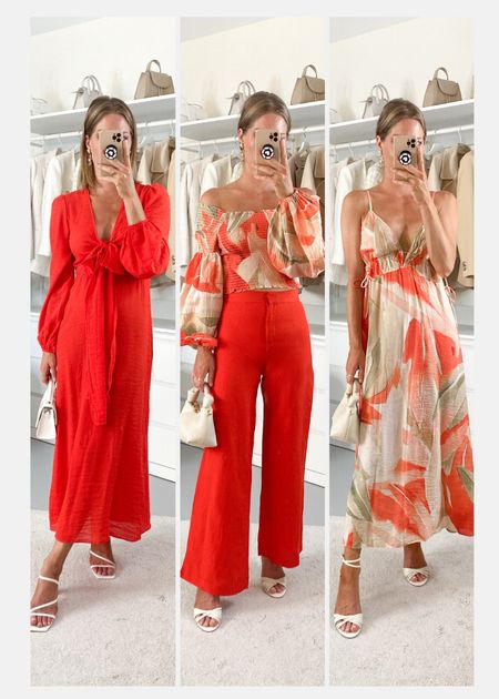 Currently three best selling outfits that are still in stock. These are perfect for holiday 🔥 wearing dresses in xs and trousers I would definitely size up on. Read the size guide/size reviews to pick the right size.

Leave a 🖤 to favorite this post and come back later to shop

Summer holiday dress, red dress, maxi dress, wrap dress, red trousers, floral printed top, floral dress, beach dress, off the shoulder top

#LTKstyletip #LTKSeasonal
