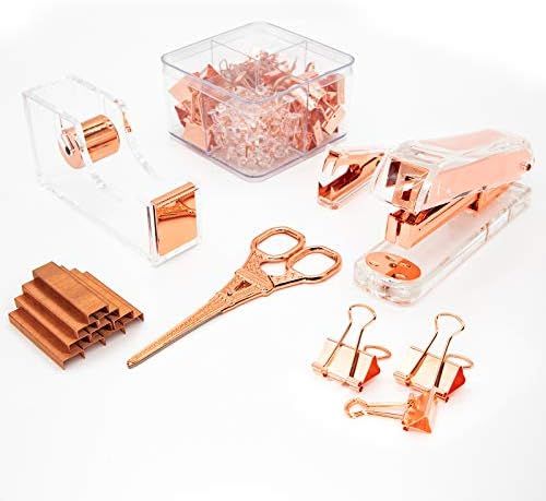 Gutyble Rosegold Office Supplies Set,Package Contains Stapler,Tape Dispenser,Staple Remover,Scissors | Amazon (US)