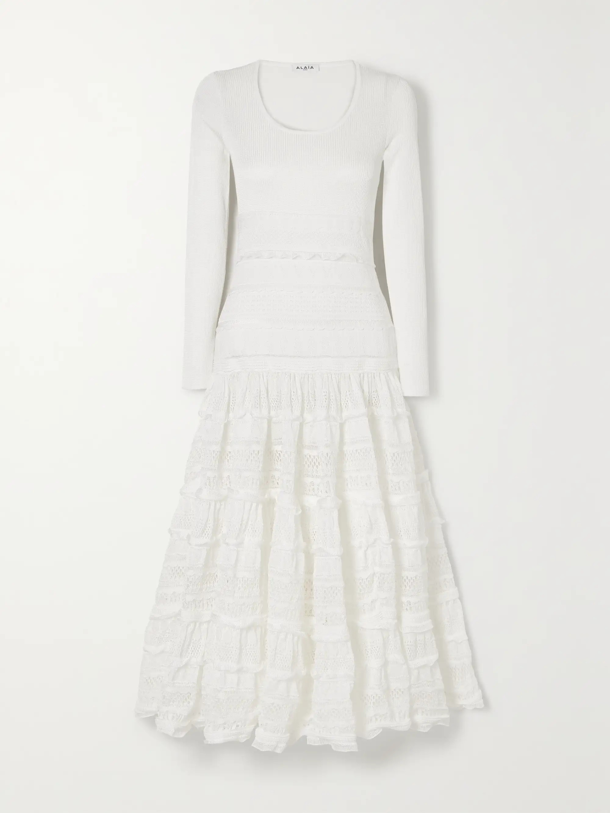 Ribbed pointelle-knit midi dress | NET-A-PORTER (UK & EU)