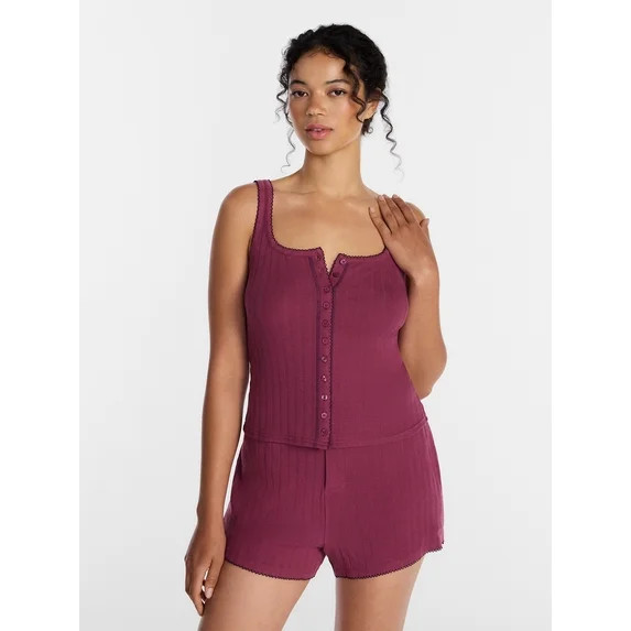 Joyspun Women's Pointelle Tank Top and Shorts Pajama Set, 2-Piece, Sizes XS-3X - Walmart.com | Walmart (US)