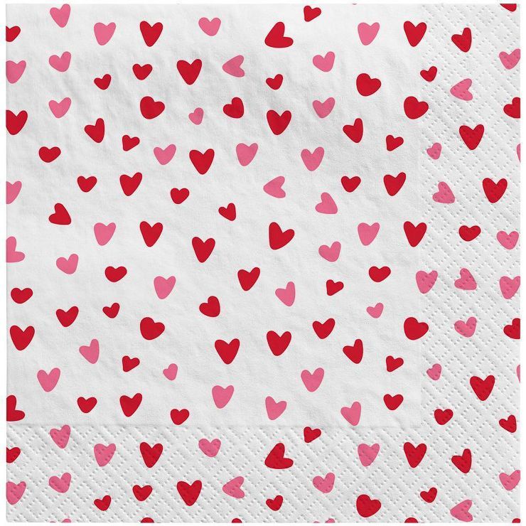 30ct Valentines Confetti Mini Hearts Lunch Napkins - Spritz™ | Target