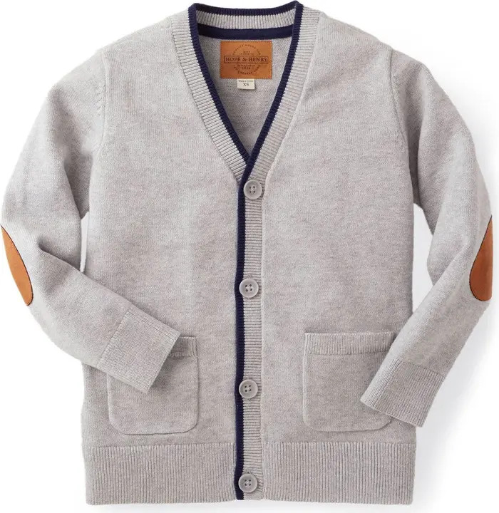 Hope & Henry Boys' Organic Tipped Cardigan with Elbow Patches, Kids | Nordstrom | Nordstrom