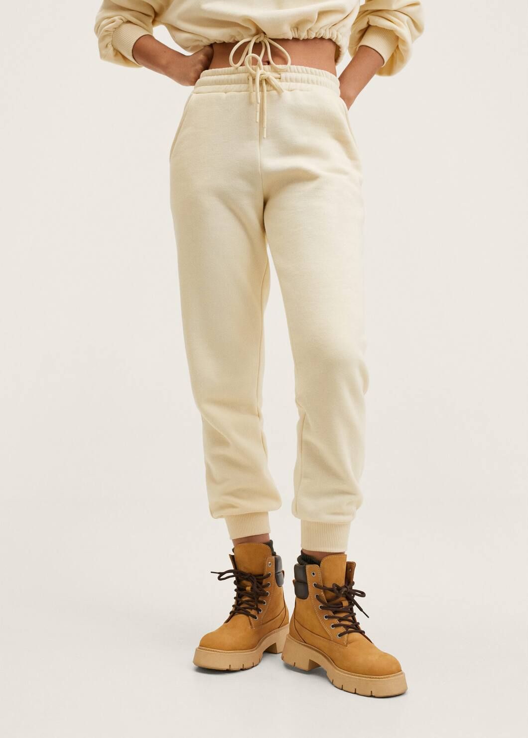 Elastic waist cotton pants | MANGO (US)