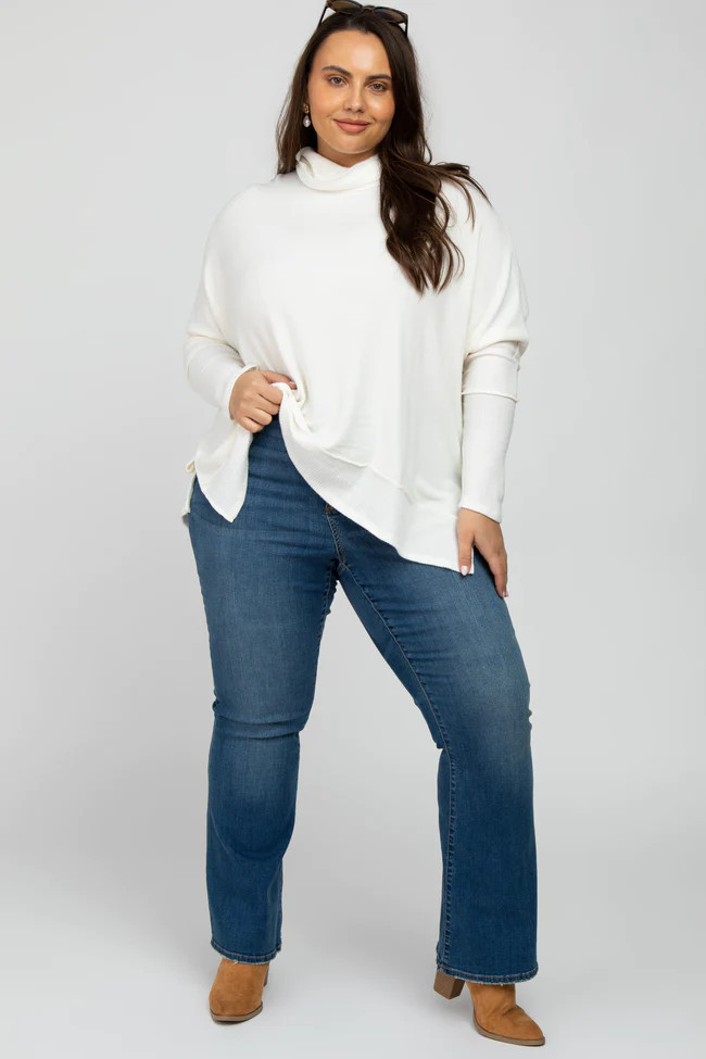 Ivory Soft Knit Dolman Sleeve Cowl Neck Plus Top | PinkBlush Maternity