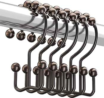 Titanker Shower Curtain Hooks Rings, Rust-Resistant Metal Double Glide Shower Hooks for Bathroom ... | Amazon (US)