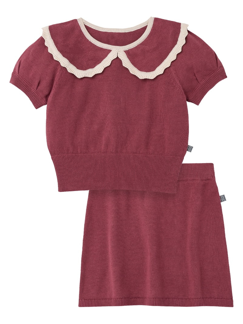 Modern Moments by Gerber Toddler Girl Scallop Sweater and Skirt Set, 2-Piece, 12 Months - 5T | Walmart (US)