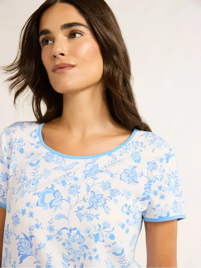 Joyspun Women's and Women’s Plus Lightweight Sleep Tee and Shorts Set, 2-Piece, Sizes XS to 3X | Walmart (US)