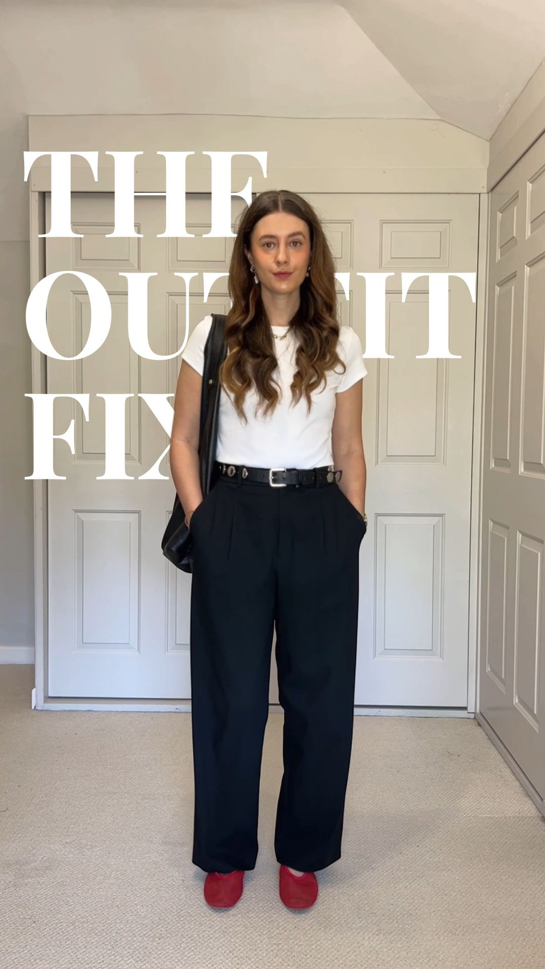 Stop buying new pieces for every outfit 👋🏼
These tiny swaps change everything:

• Swapped trainers for red mesh ballet flats to add colour
• Oversized tee → fitted tee to balance wide-leg trousers
• Crossbody bag → shoulder bag so your shape isn’t cut off
• Added a studded belt for instant interest
• Layered on a necklace + bracelet for polish
• Took my hair down to soften the look

✨ Sometimes it’s just small styling choices that turn “ok” into “chic.”

Save this for your next outfit & send to a friend who always says they have nothing to wear 🫶🏻 

 #LTKuk #LTKautumn #LTKwinter