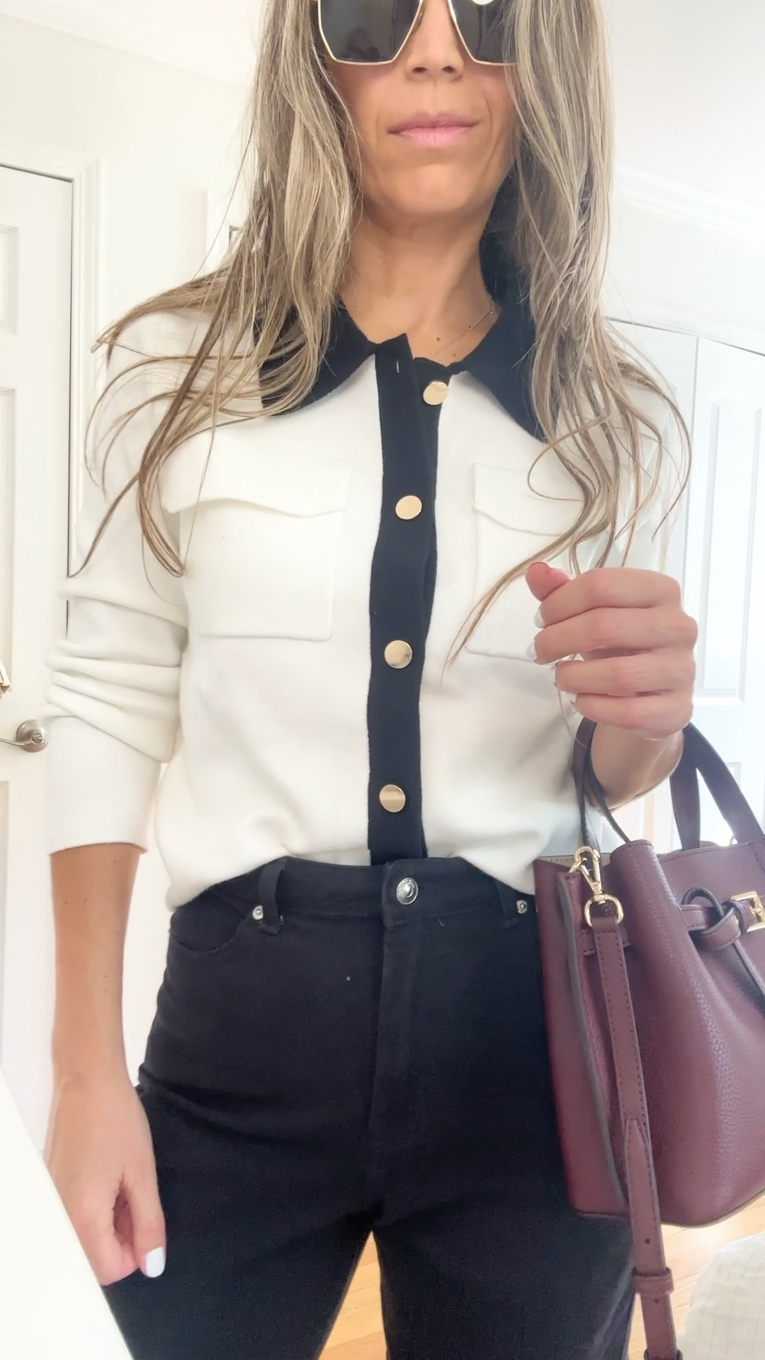 White cardigan with black trim is true to size - wearing sz S - great quality!

Burgundy leather bag is on a huge sale

White sneakers are all leather so good - true to size

Fall outfits 


#LTKVideo #LTKFindsUnder50 #LTKFallSale