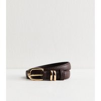 Dark Brown Faux Leather Skinny Belt New Look | New Look (UK)