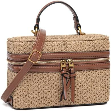 Bolso cruzado clásico de paja para mujer, mini monederos y bolsos de mano, bolso de playa para m... | Amazon (US)