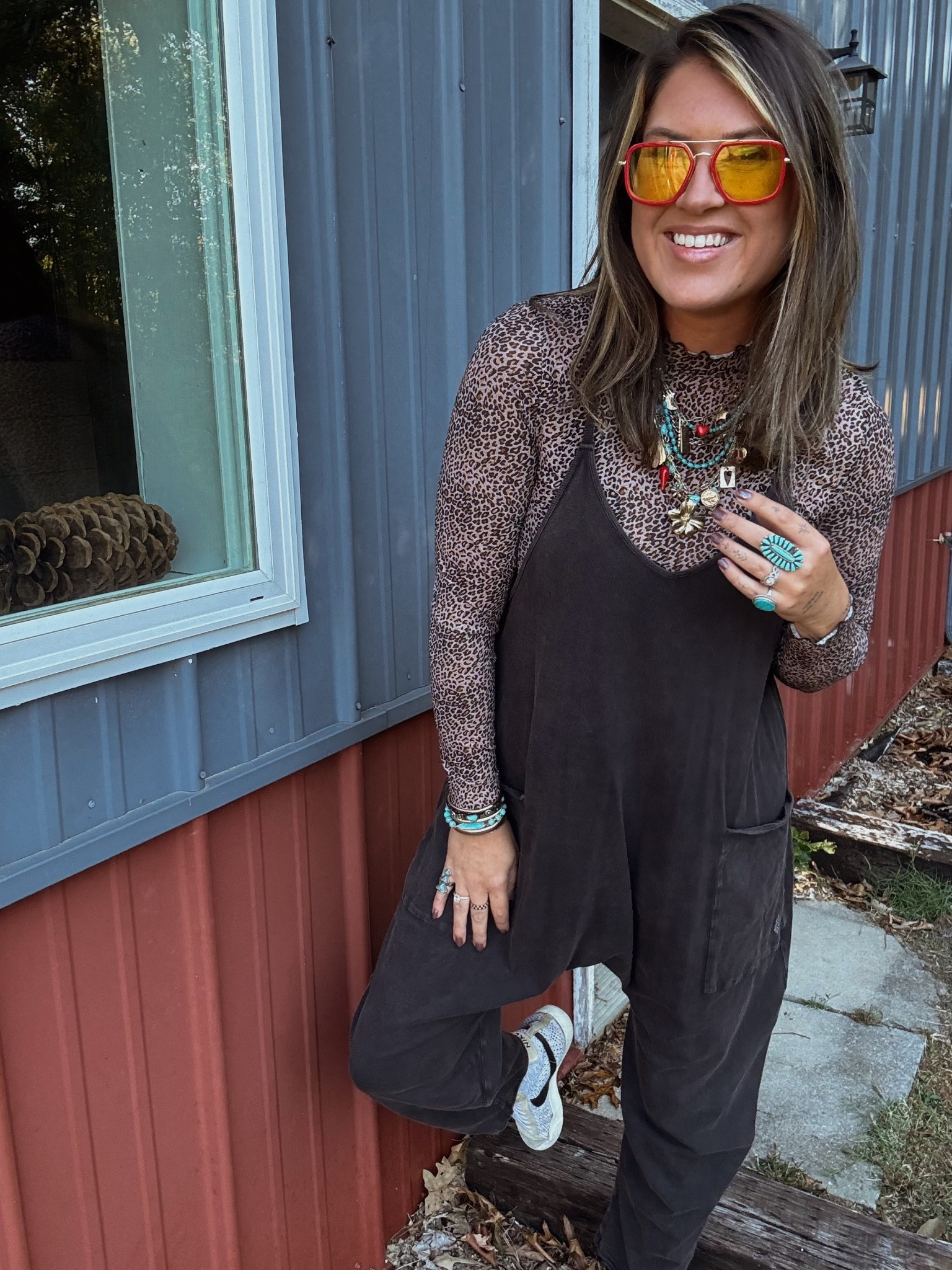 Dopamine dressing ❤️🦋🐆
•  the practice of wearing clothes that make you feel good to boost your mood and confidence

Aaanndd that’s exactly what we’re after today (& most every day) because we gotta find joy where we can right?! 

The way that a fun outfit or just an outfit I put any amount of thought into just helps my mood sooo much 💋👌🏼💯

So many things about this outfit could easily be dressed up or down & you know comfy but cute is my JAM!! 

This romper is a tried and true fave of mine, and in my opinion 100% worth every penny. But I did link a similar less expensive option for ya too! 
The free people one I’m wearing i size down 1 in (to a medium) , & I own the other one I linked in another color & do my true size in that one! 

Unfortunately I couldn’t link all my turquoise for ya but I did put a few similar options and then all the other fun jeweleries & the sunnies I talked about have direct links ! 

Linked similar colors in both shoes (I go up 1/2 size in the blazers) , as well as this years version of this bra + the matching bike shorts!! 

Today marks 5 years since I’ve been on LTKit so I gotta say from the bottom of my heart, THANK YOU for being here, for enjoying my rambling, for supporting me in links but more importantly in so much more than that! I love yall! & I hope you never forget that the world is better with you in it 🫶🏼❤️😘


#LTKFindsUnder100 #LTKTall #LTKStyleTip