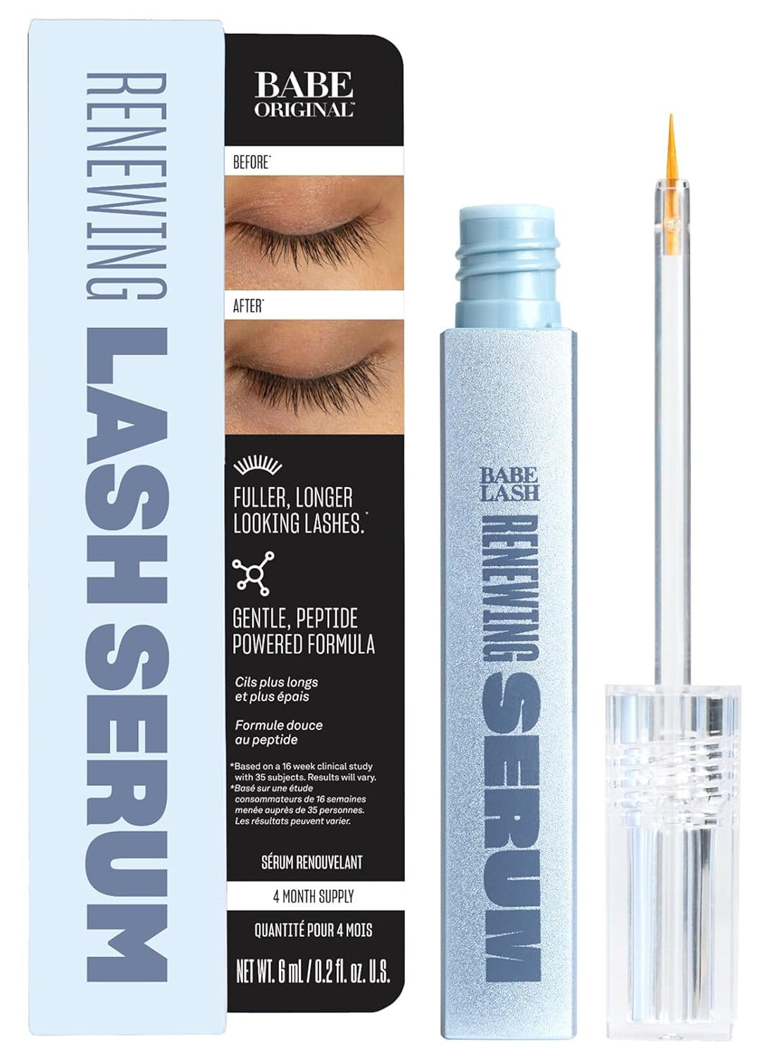 BABE ORIGINAL Renewing Lash Serum – Peptide-Infused Eyelash Serum for Fuller, Longer-Looking Na... | Amazon (US)