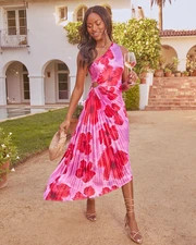 Modern Day Glam Printed One Shoulder Asymmetrical Maxi Dress | VICI