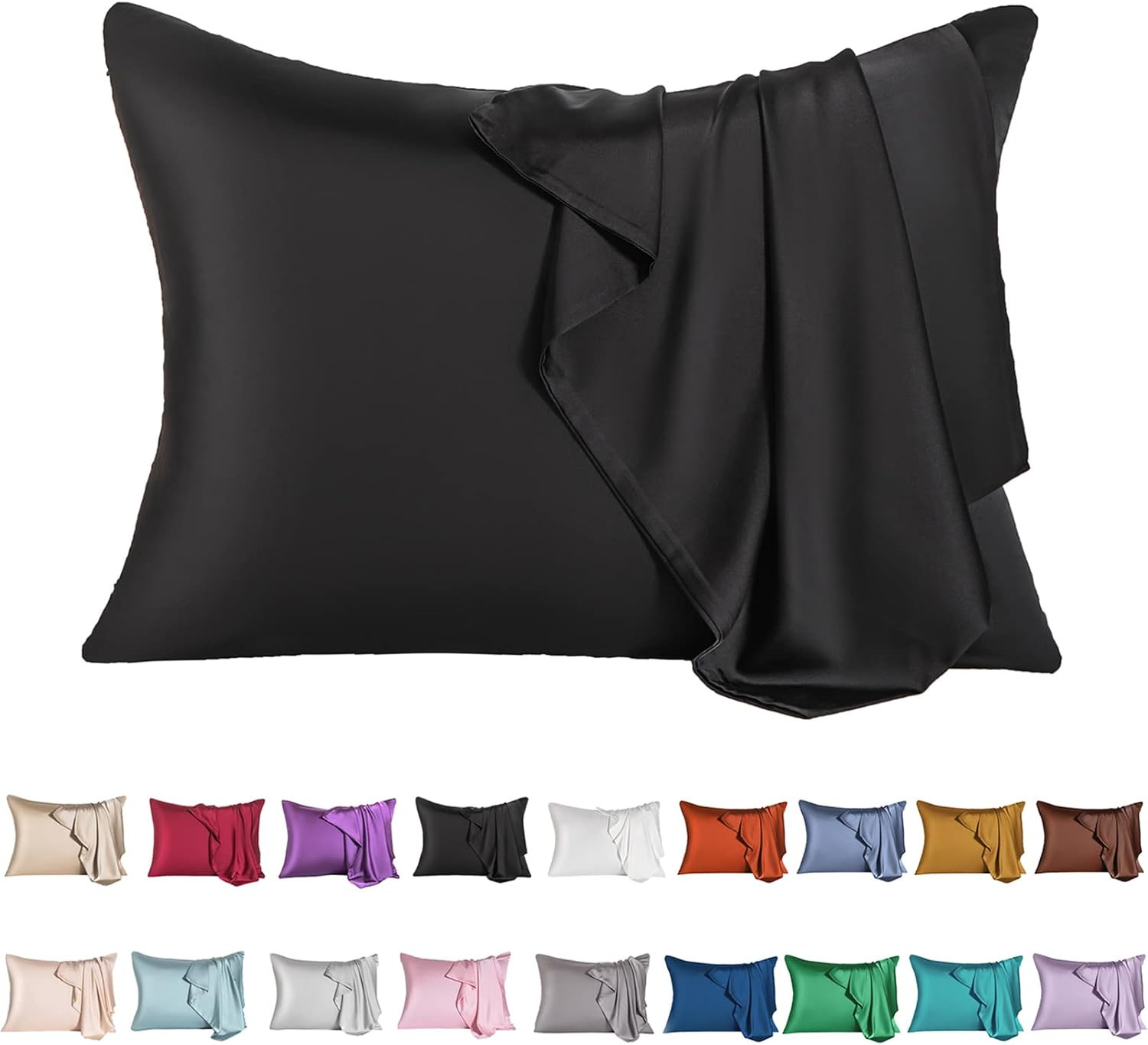 Mulberry Silk Pillowcase for Hair and Skin,Standard Size Cooling Silk Pillow Case with Hidden Zip... | Amazon (US)